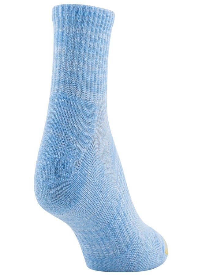 GOLDTOE جوارب رياضية نسائية من جولد تو، نصف مبطنة، ربعية، مع شبكة، 6 أزواج، ألوان متنوعة أبيض/أزرق فاتح، مقاس الحذاء: 6-9 - Image 4